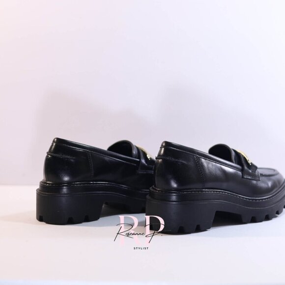 Zara Women lug sole faux leather loafers SZ 37 NWOT - Picture 4 of 7